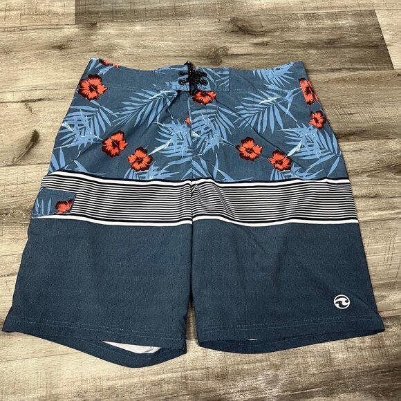 Ocean Current Swim Board Shorts Floral Stripe Men’s Size 36 - Picture 1 of 7